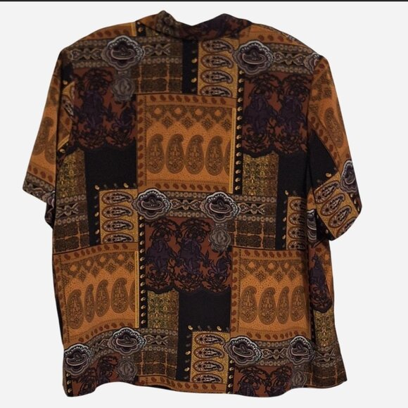 90s vintage women's paisley short sleeve button-up shirt size 24 - Picture 3 of 6